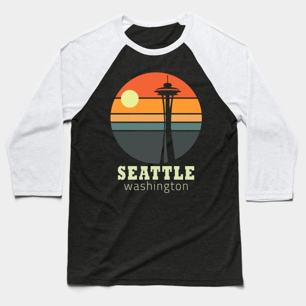 Seattle,Washington Baseball T-Shirt by Fusion Designs